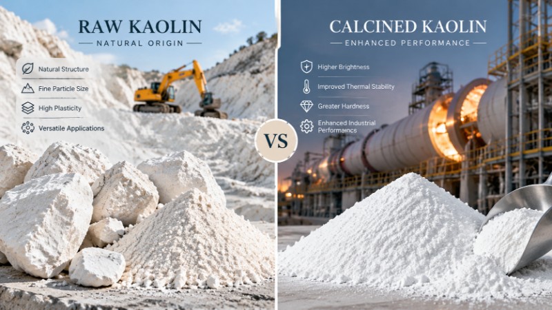 Comparison between raw kaolin and calcined kaolin properties