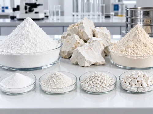 Kaolin Grades Explained: Types, Properties, and Industrial Uses 1 Different kaolin grades including raw and processed kaolin samples