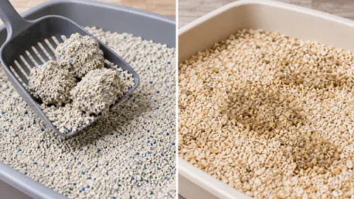 Clumping vs. Non-Clumping Cat Litter: Key Differences, Pros and Cons 1 Visual comparison of clumping and non-clumping cat litter