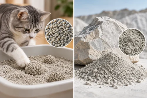 Cat Litter 11 Bentonite cat litter granules and natural bentonite clay