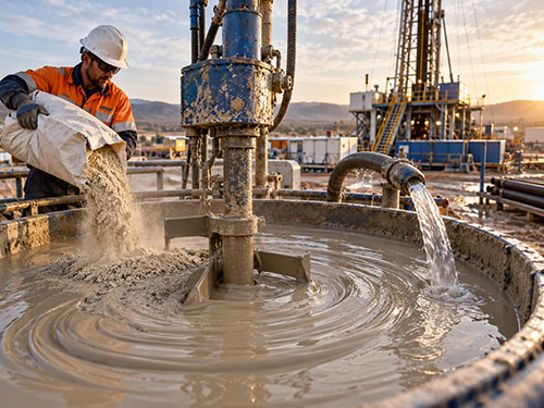 Drilling Bentonite 10 Preparing bentonite drilling mud in an industrial mixing tank