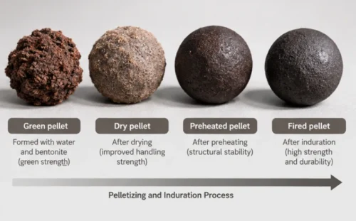Bentonite in Iron Ore Pelletizing: Binder Performance and Key Factors 2 Iron ore pelletizing stages from green pellets to fired pellets